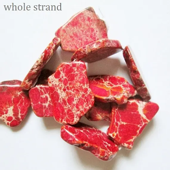 

Sea Sediment Imperial Jasper Large Slice Beads - approx. 40 mm Gemstone Beads - Full Strand 17", approx. 12-14 beads, item 1