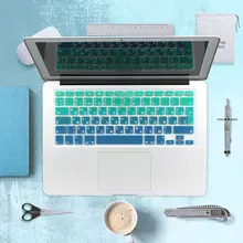 Русские буквы градиент ес / великобритания макет силиконовая наклейки на клавиатуру русские покрова для MacBook Air 13 Pro 13 15 imac 21.5 27 беспроводная клавиатура