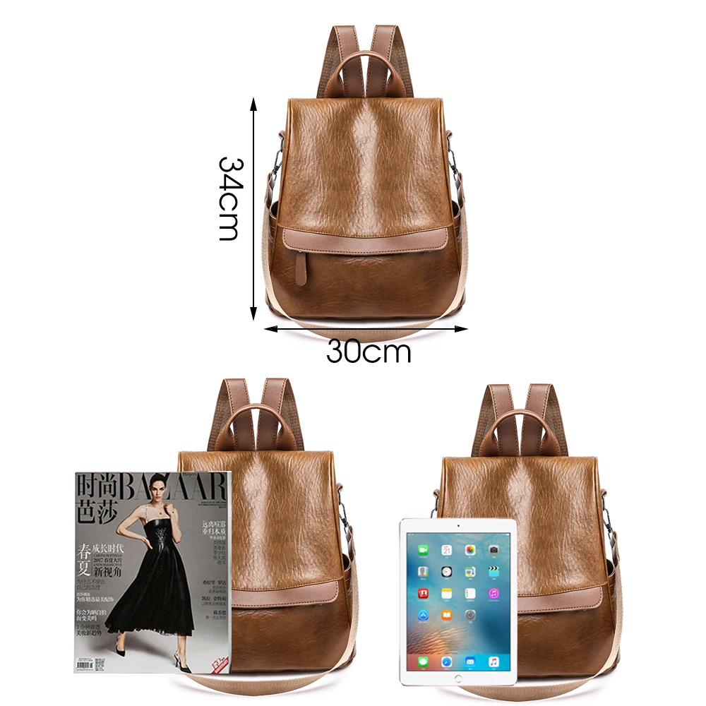 Herald de moda Mochila de cuero de las mujeres Vintage de chicas de la Universidad estudiante bolsas de la escuela Mochila Casual de mujer Mochila Herald de moda Mochila de cuero de las mujeres Vintage de chicas de la Universidad estudiante bolsas de la escuela Mochila Casual de mujer Mochila