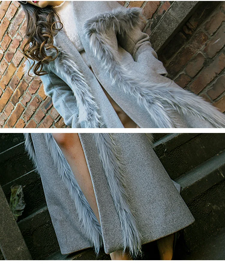 Новинка, женское модное элегантное пальто, высокое качество, серое шерстяное пальто, женское повседневное одноцветное пальто с v-образным вырезом