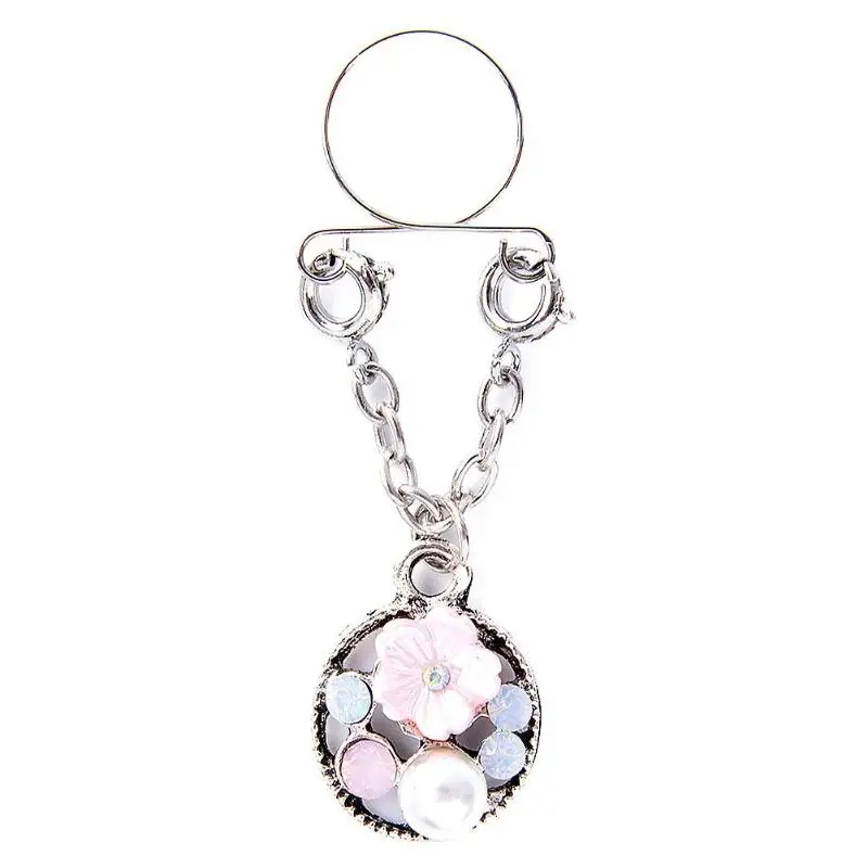 

JOCESTYLE Fashion Women Body Piercing Breast Nail Flower Pearl Pendant Fake Nipple Ring Jewelry Trinket Casual Decoration Gift