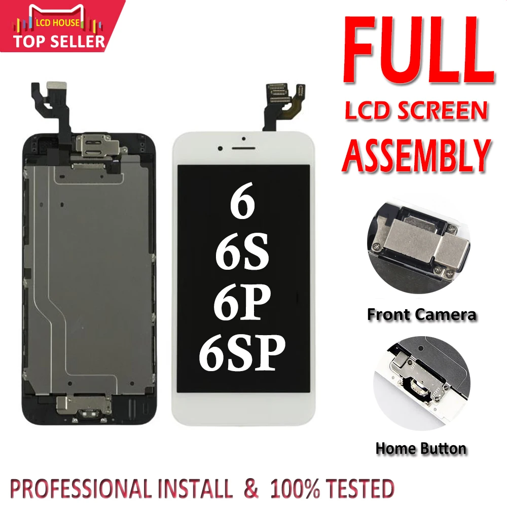 Продажа Полный font b lcd b font для iPhone 6 6S Plus дисплей font b lcd b font кодирующий преобразователь сенсорного экрана в сборе Замена Полный комплект Ecran с кнопкой Home + камера