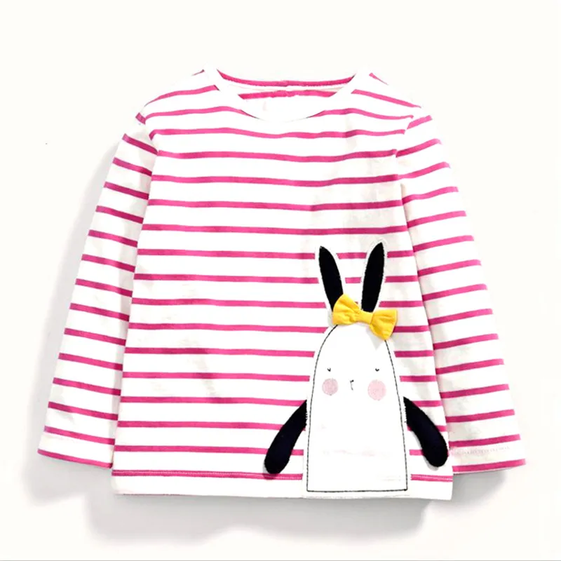 Брендовая весенне-осенняя одежда для детей футболка для маленьких девочек футболки с длинными рукавами футболки и топы с рисунком кролика, бренд jumping meter