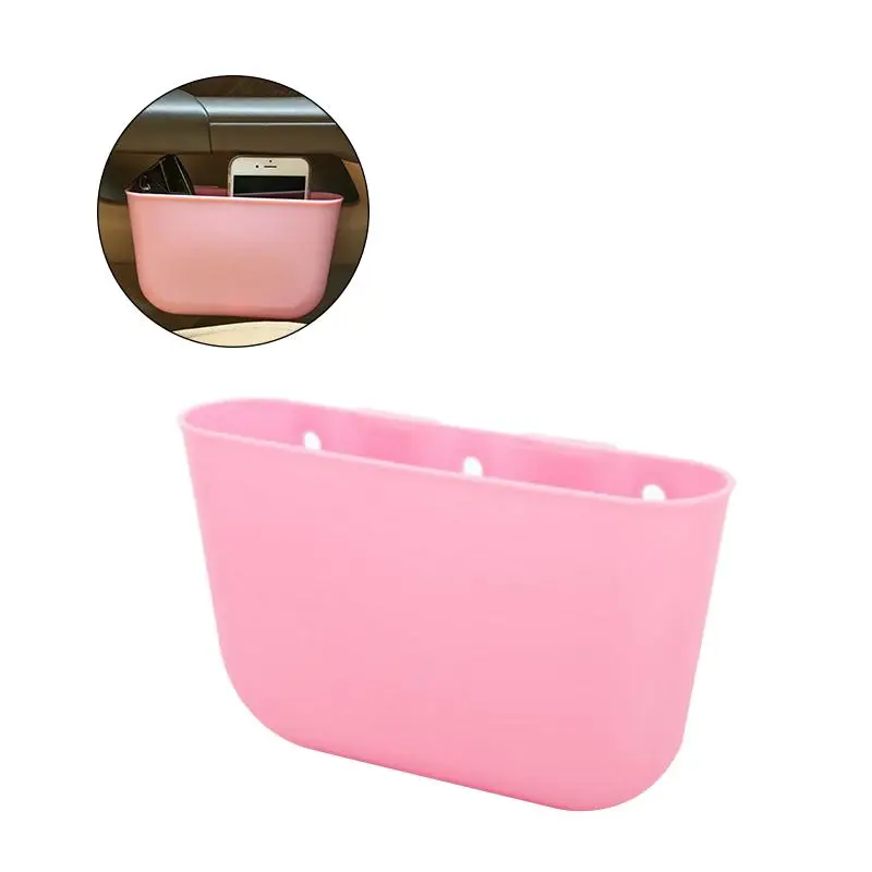 Автомобильная подвесная корзина для мусора, держатель для мусора, мусорное ведро с крюком для телефона, солнцезащитные очки, чехол для ключей, органайзер, контейнер, аксессуары - Название цвета: Розовый