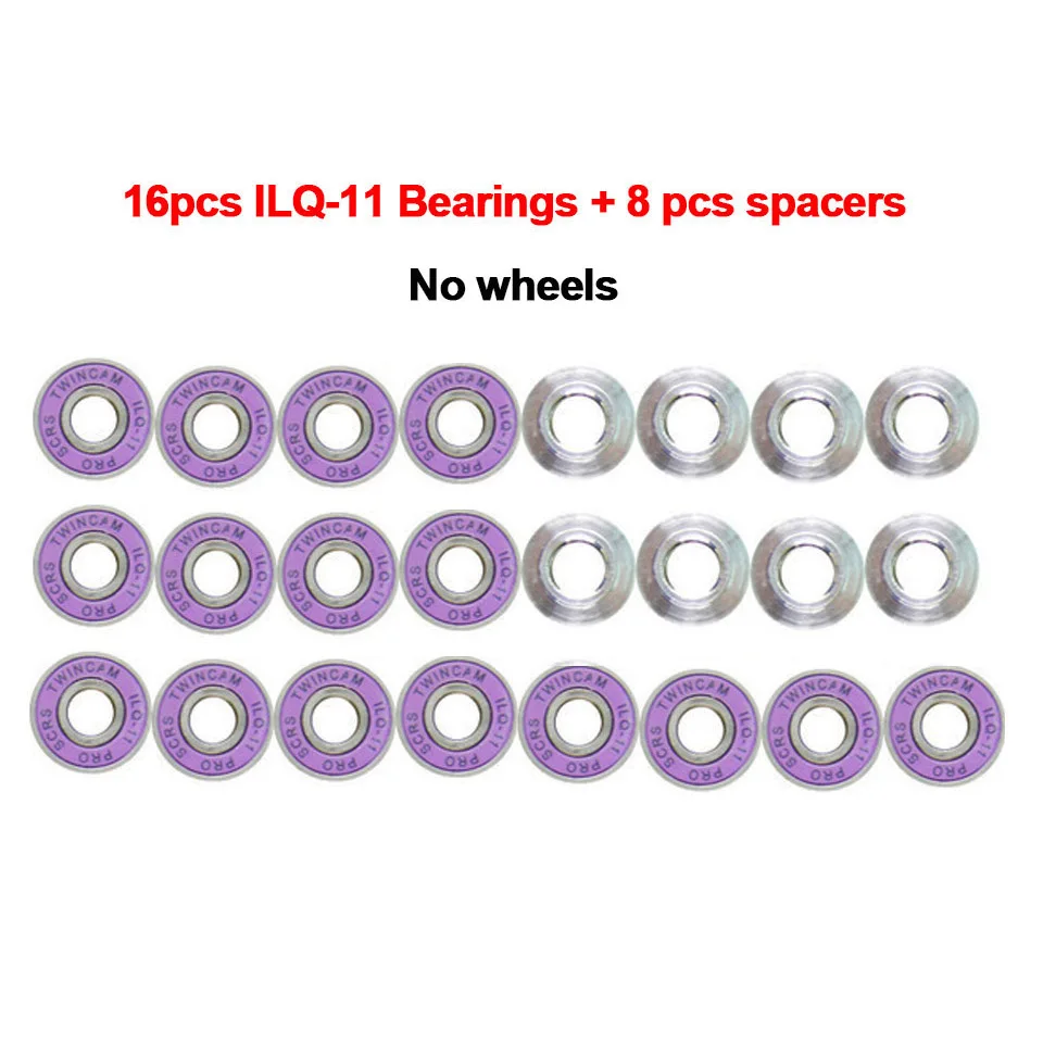 16 шт. двойные ILQ-11 подшипники для катания на коньках и 8 втулок распорки для колес для коньков глубокий паз 608ZZ 8X22X7 мм хромированная сталь ABEC-11