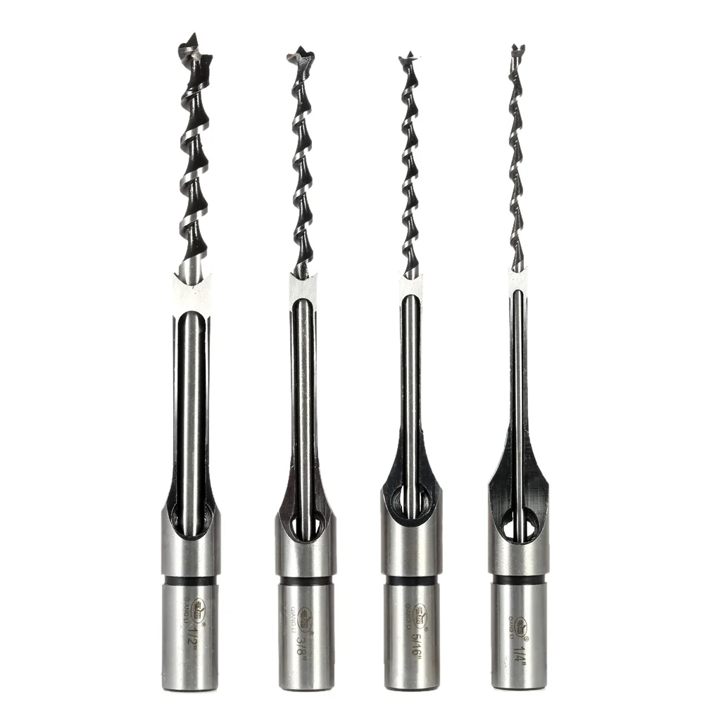 

4pcs Professional Woodworking Mortising Chisel Set Square Hole Extended Drill Set High Quality Woodworking Saw Tool 1/4-1/2 Inch