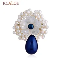 KCALOE синие Броши с искусственным жемчугом для женщин ручной работы жемчуг ювелирные изделия натуральные цветы на полочки Свадебная булавка-брошь, подарок Брош