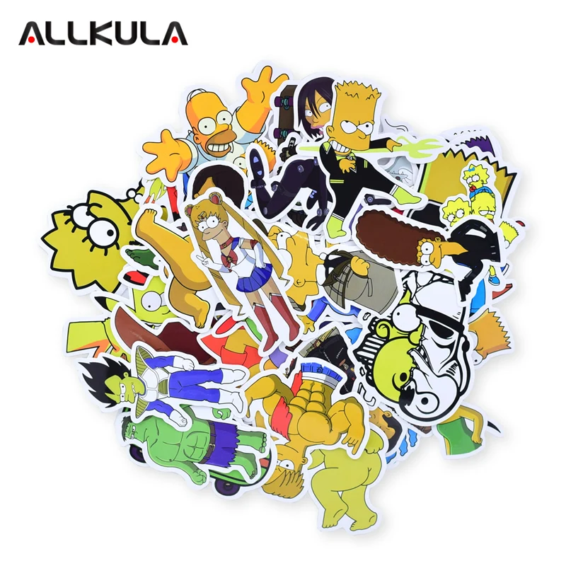 

50pcs Simpson Stickers Funny Kids Toy Sticker for DIY Luggage Laptop Skateboard Motorcycle Phone Waterproof Sticker