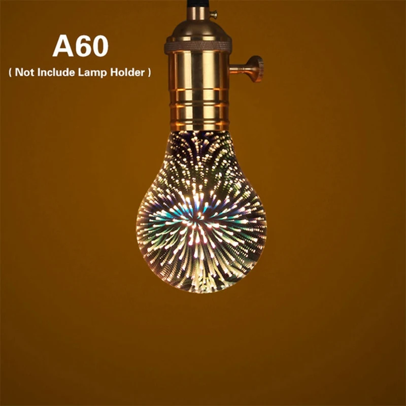 3D эффект фейерверков светодиодный свет Ретро Винтаж Эдисона лампа E27 110V 220V Aampoule Ampoule ST64 A60 G80 G95 G125 Струнные Декоративные огни - Цвет: A60