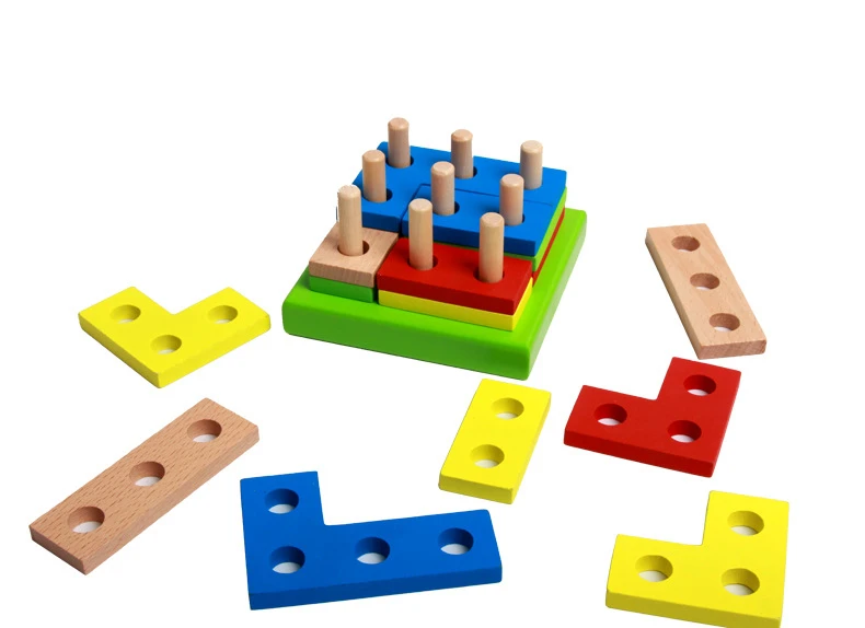 Детские деревянные игрушки Монтессори, Обучающие игрушки в форме геометрии, Интеллектуальные доски, обучающие игрушки для детей