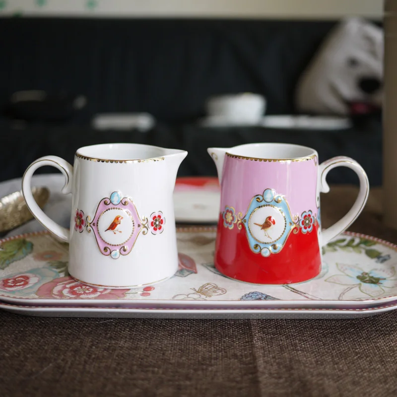 

Red&Pink Embossed Bird Milk Pot/Milk Jar/Tea Set Accessories