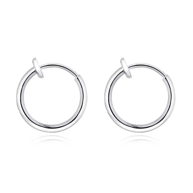 1pair No Piercing Stainless Steel Circle Hoop Earring European Small