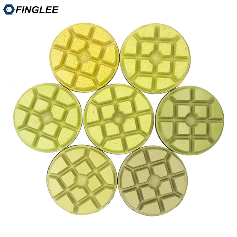 

FINGLEE 3pcs/set 3Inch/4inch Dry Diamond Polishing Pads Set For Granite Stone Concrete Marble 50/100/ 200/ 400/ 800/ 1500/3000