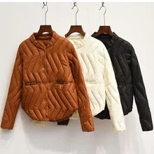 Зима размера плюс женский ультра светильник пуховик короткий 90% белый утиный пух пальто осень o-образный вырез тонкий пуховик Куртка парка