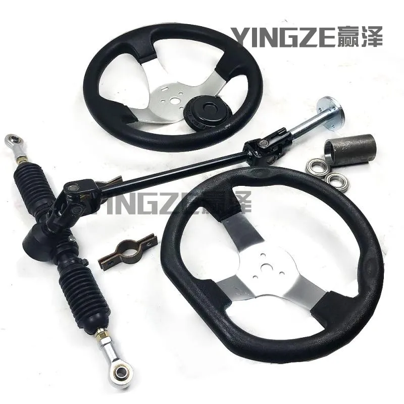 

GO KART KARTING ATV UTV Buggy Quad Steering Gear Rack Box Pinion U Joint Tie Rod With 27CM/30CM Steering Wheel