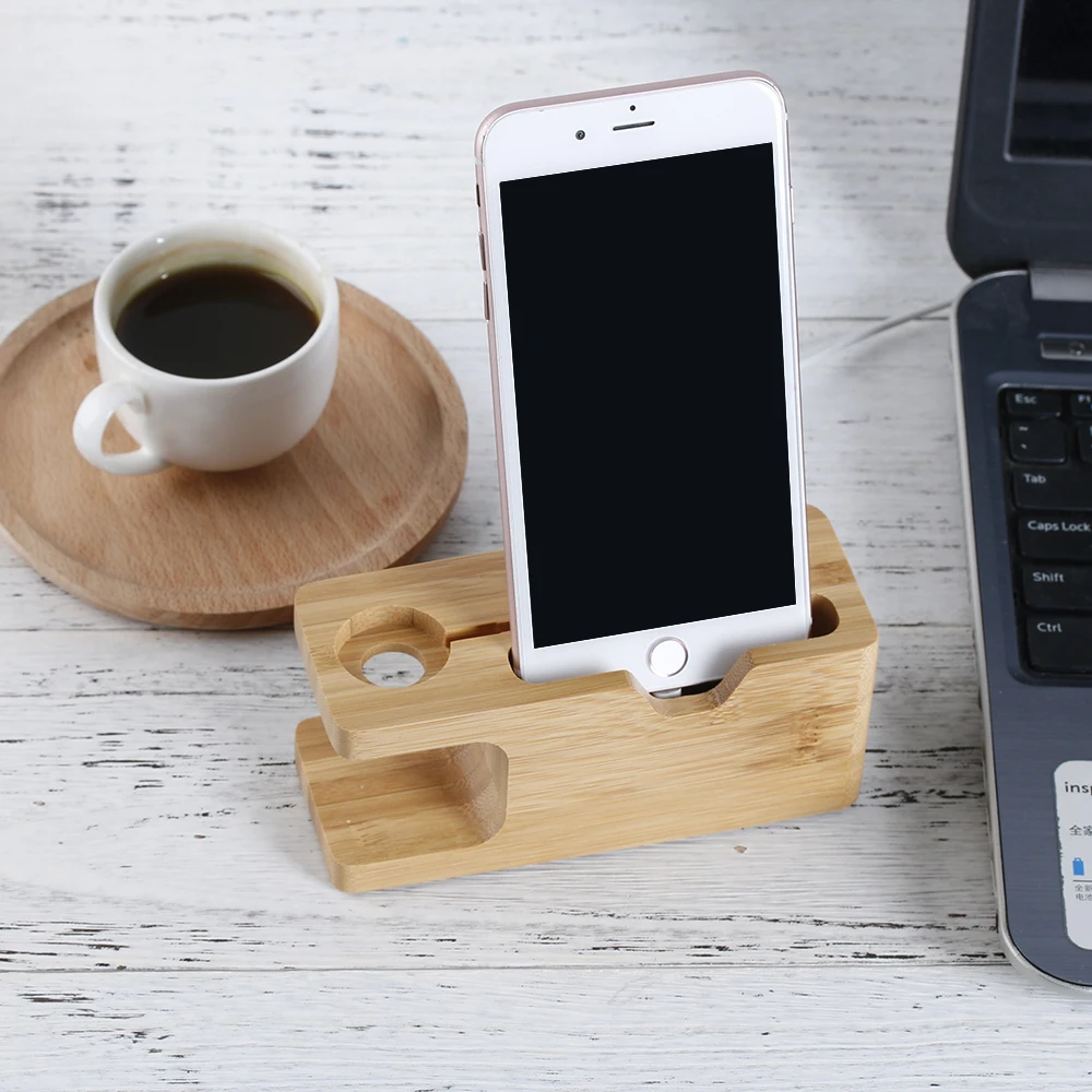 1 шт. деревянная подставка для телефона бамбуковая деревянная подставка держатель для iPhone Apple Watch база док-телефон Аксессуары