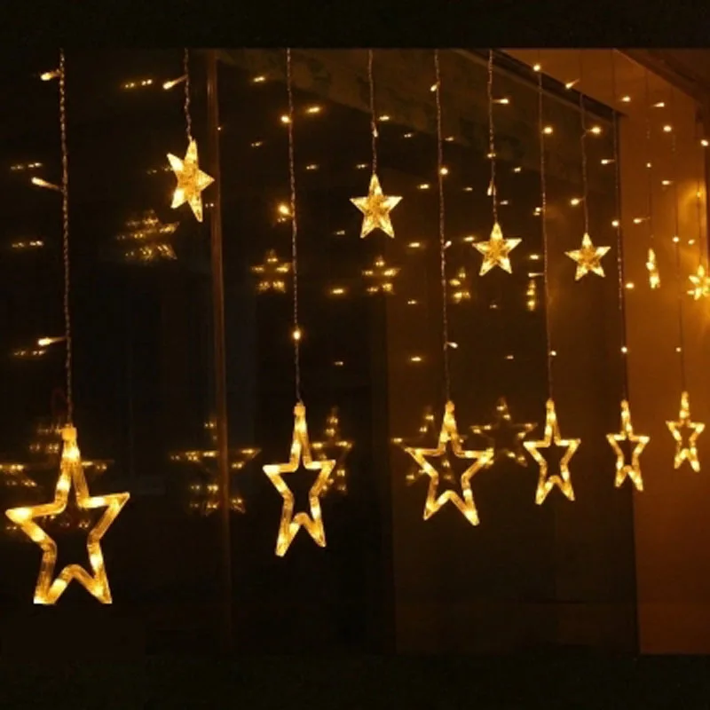 2,5 m 12 звезд 138 светодиодный Шторы сосулька фестиваль праздничные рождественские гирлянды Волшебные гирлянды Guirlande Lumineuse Свадьба День