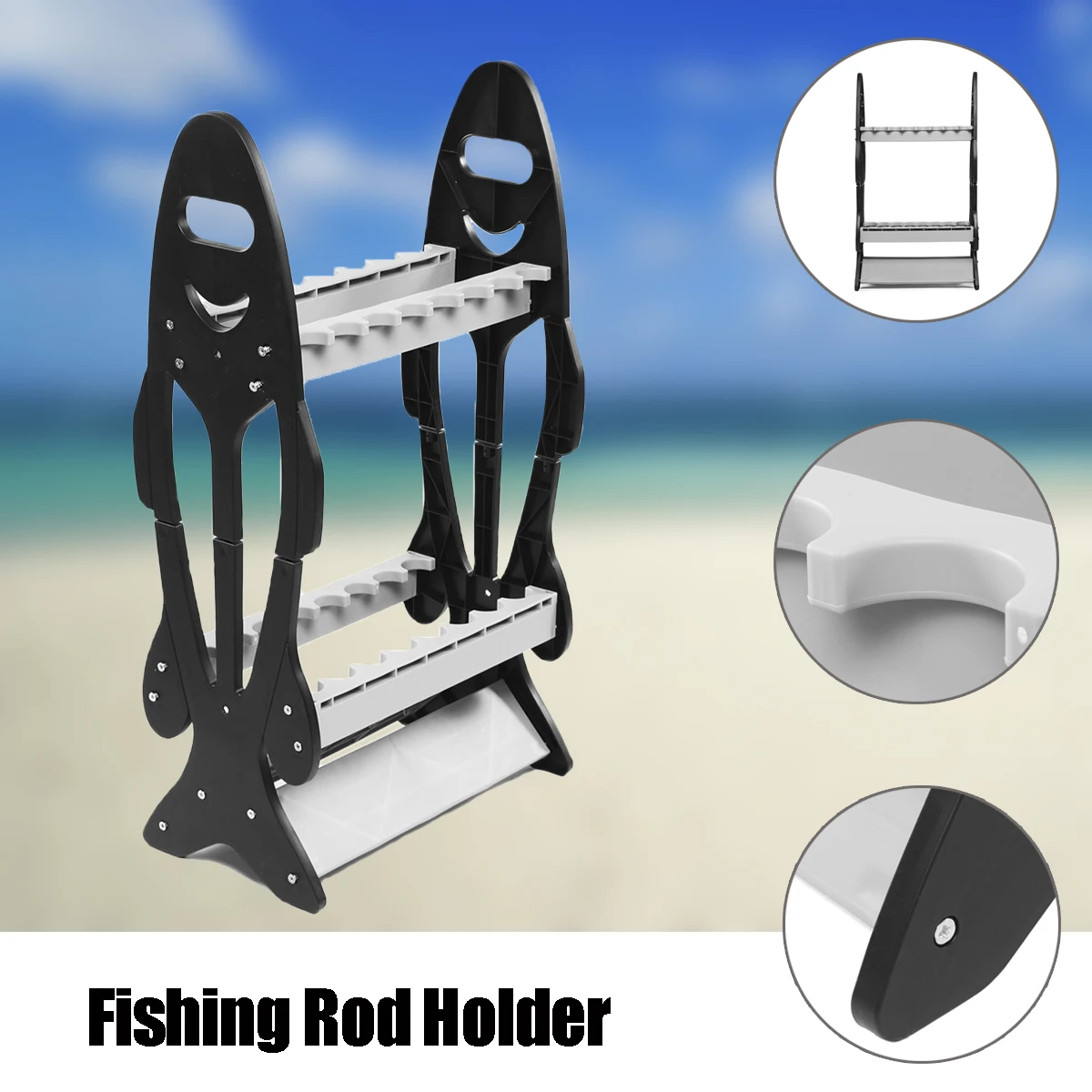 

Bobing 1 PC Plastic Rack Holder Bracket 16 Fishing Rod Racks For Storing Fishing Poles 80*44*20CM