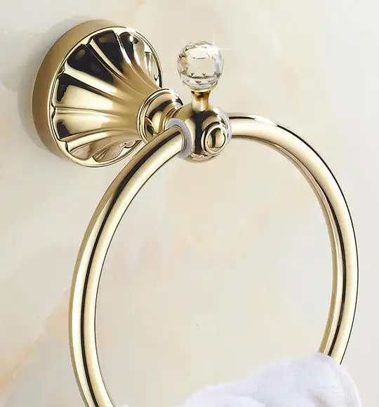 Flower Base Bathroom Product Antique Gold&Crystal Polished Bathroom