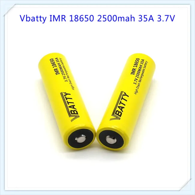 Абсолютно Vbatty IMR 18650 2500mah аккумулятор 35A 3,7 V литий-ионная аккумуляторная батарея высокого стока с верхней кнопкой(2 шт./лот