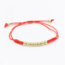 Регулируемые медные бусины, красное плетение из веревки с кисточками для мужчин и женщин