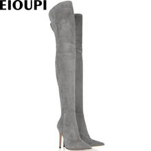 EIOUPI/сезон весна-осень-зима; зимние сапоги; женские ботфорты из нубука и замши; Odfa0436