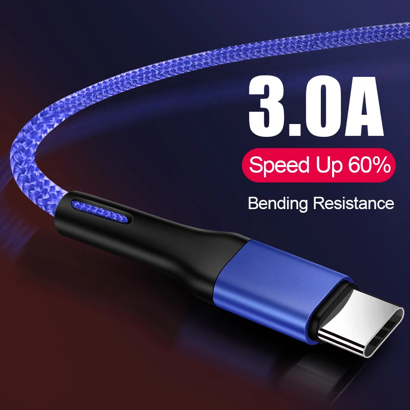 

3A Quick Charge 3.0 USB Type C Cable for Samsung S9 S8 Fast Charging Type-C Cable for Huawei Mate 20 Pro P20 Lite USB Cable
