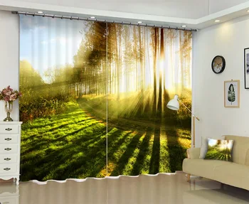 

Photo Of Morning Light Through Trees 3D Window Curtain For Bedding Room Living Room Curtians Sunshade Window Curtain
