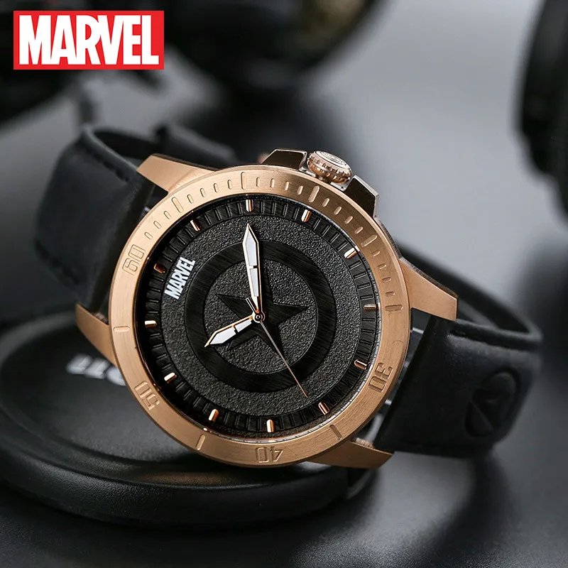 

Hot Oofficial Marvel Avengers captain america shell men quartz Watches Leather strap Male Luxury M-9025 new Relogio Masculino