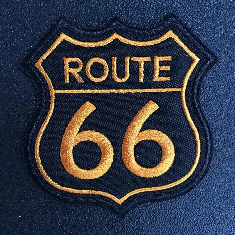 США ROUTE 66 железная нашивка для поддержки куртки, панк мотоцикл вышивка Скелет Байкерский значок, Череп патч одежды аксессуар - Цвет: orange on black
