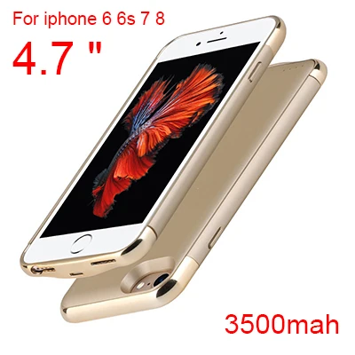 Goldfox зарядное устройство чехол для iPhone 6s 6 7 8 plus ультра тонкий внешний Банк питания чехол для iPhone 8 7 6 6s Чехол для батареи телефона - Цвет: For i6 6s 7 8 Gold