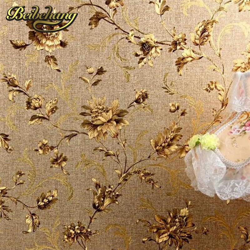 Beibehang Luxury Floral Wall Paper Modern Embossed Gold Wallpaper For Walls Papel De Parede Wallpaper Roll Tapete Vinyl Gold Wallpaper Wallpaper For Wallswall Paper Modern Aliexpress