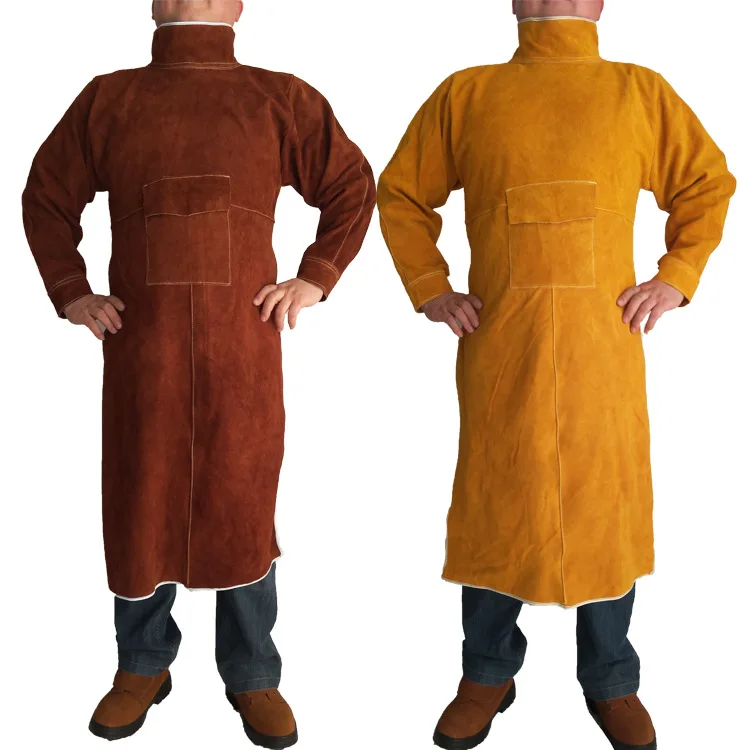 

Cowhide Welding Apron Flame Retardant Long Sleeve High collar Hign Temperature Protective Clothing Durable Fireproof Aprons