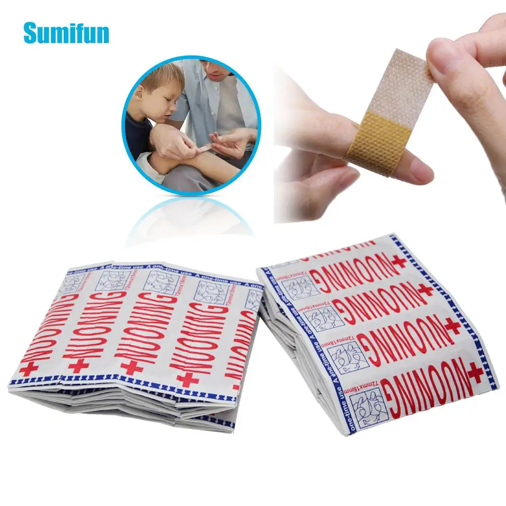 

100Pcs Band Aid Wound Dressings Sterile Hemostasis Stickers First Aid Bandage Heel Cushion Adhesive Plaster Random Color Z37001