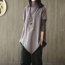 Винтаж Мори девушка Harajuku Высокий воротник с длинными рукавами нерегулярные футболки женские осенние и зимние базовые утолщенные свитера футболки топы