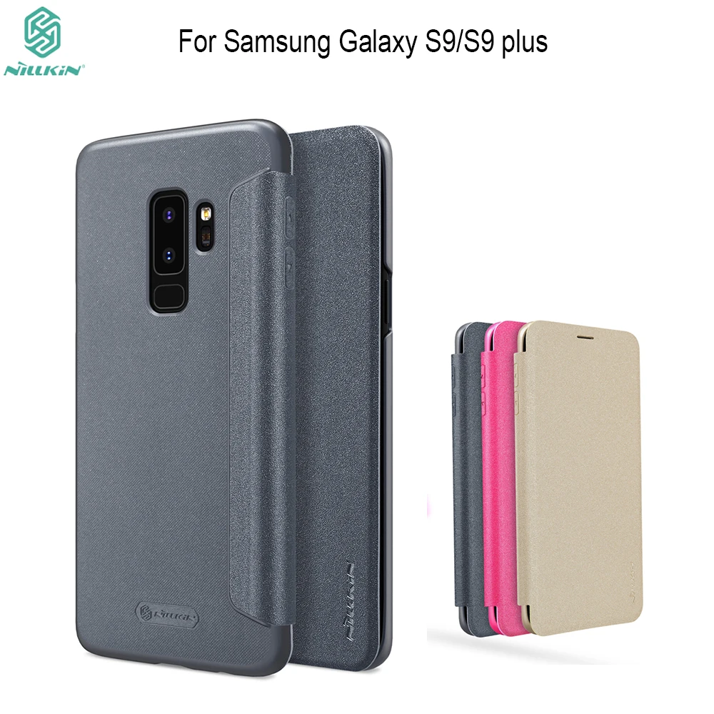 

for Samsung Galaxy S9 Flip Case NILLKIN Sparkle Series Plastic PU Leather Case for Galaxy S9 Plus case flip cover free shipping