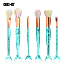 MAANGE 12 Colors 7PCS Color Mermaid Make Up Eyebrow Eyeliner Blush Blending Contour Foundation Cosmetic Makeup Brushes Set