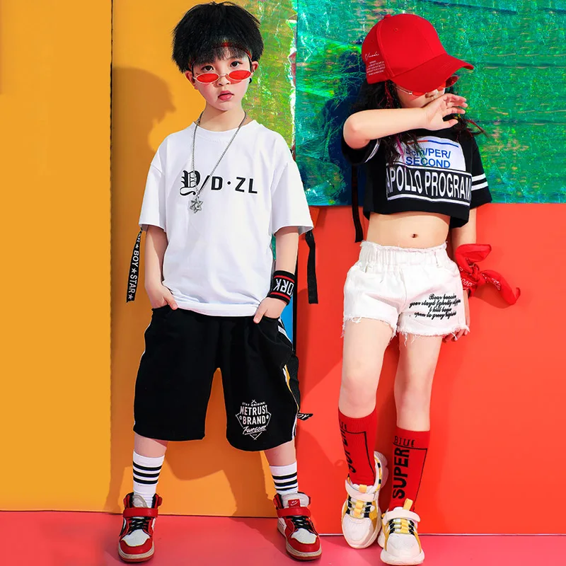 

Jazz Dance Costume For Kids Printing Hiphop Performance Clothing Street Dance Rave Outfit Girls Boys Practice Clothes DC2175