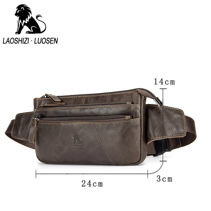 LAOSHIZI LUOSEN New Men Waist Bag For Phone Genuine Leather Casual Small Men's Bag Purse Fanny Pack Belt Motorcyclist Bags Pouch LAOSHIZI LUOSEN New Men Waist Bag For Phone Genuine Leather Casual Small Men's Bag Purse Fanny Pack Belt Motorcyclist Bags Pouch