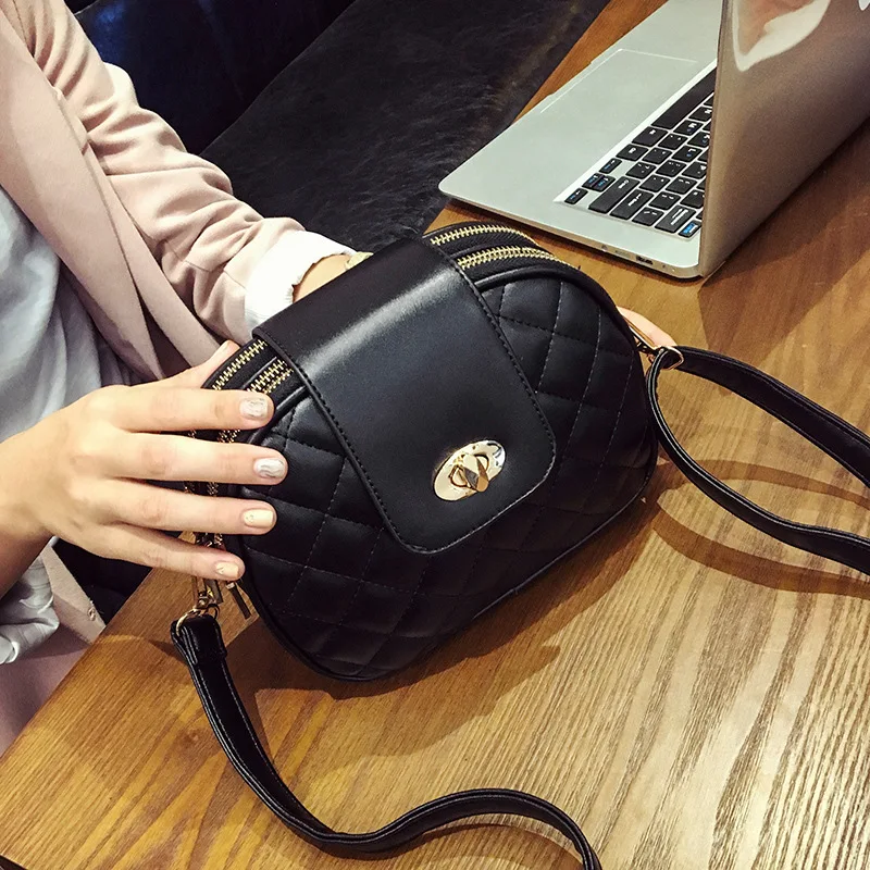 새로운 2017 블랙 쉘 체크 무늬 패션 여성 CrossBody 가방 여성 숄더 가방 파티 지갑 클러치 작은 가방 여성 메신저 가방