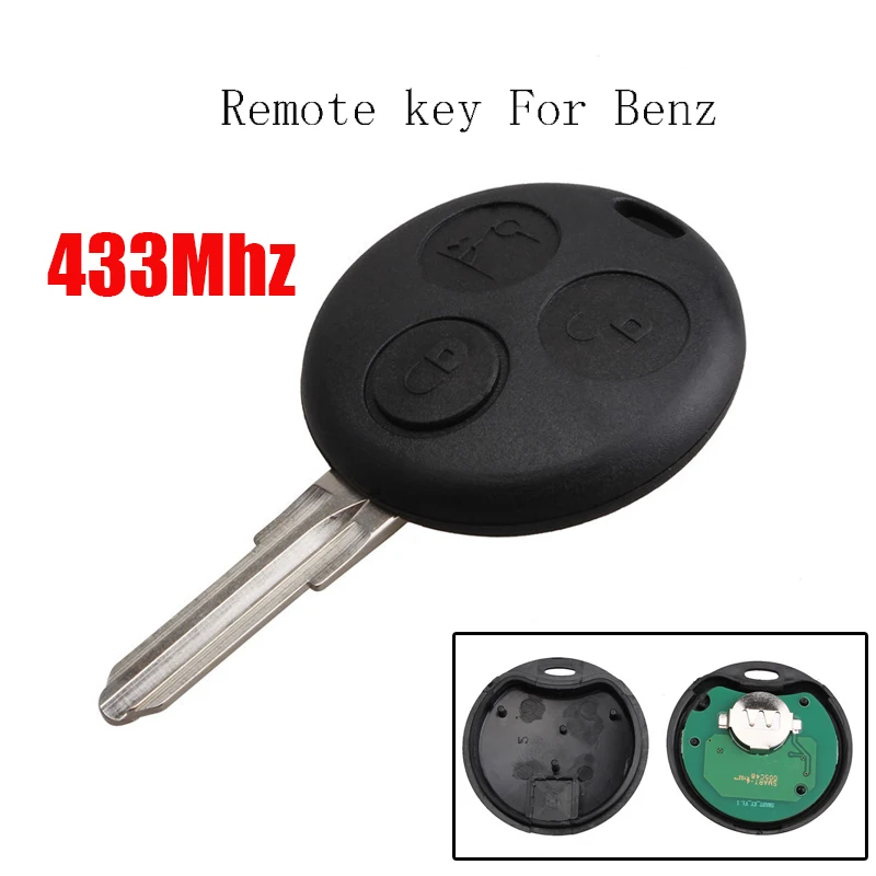 

3 Buttons 434MHZ Remote Key Fob For Mercedes-Benz Smart Fortwo Forfour City Roadster Complete Remote Key