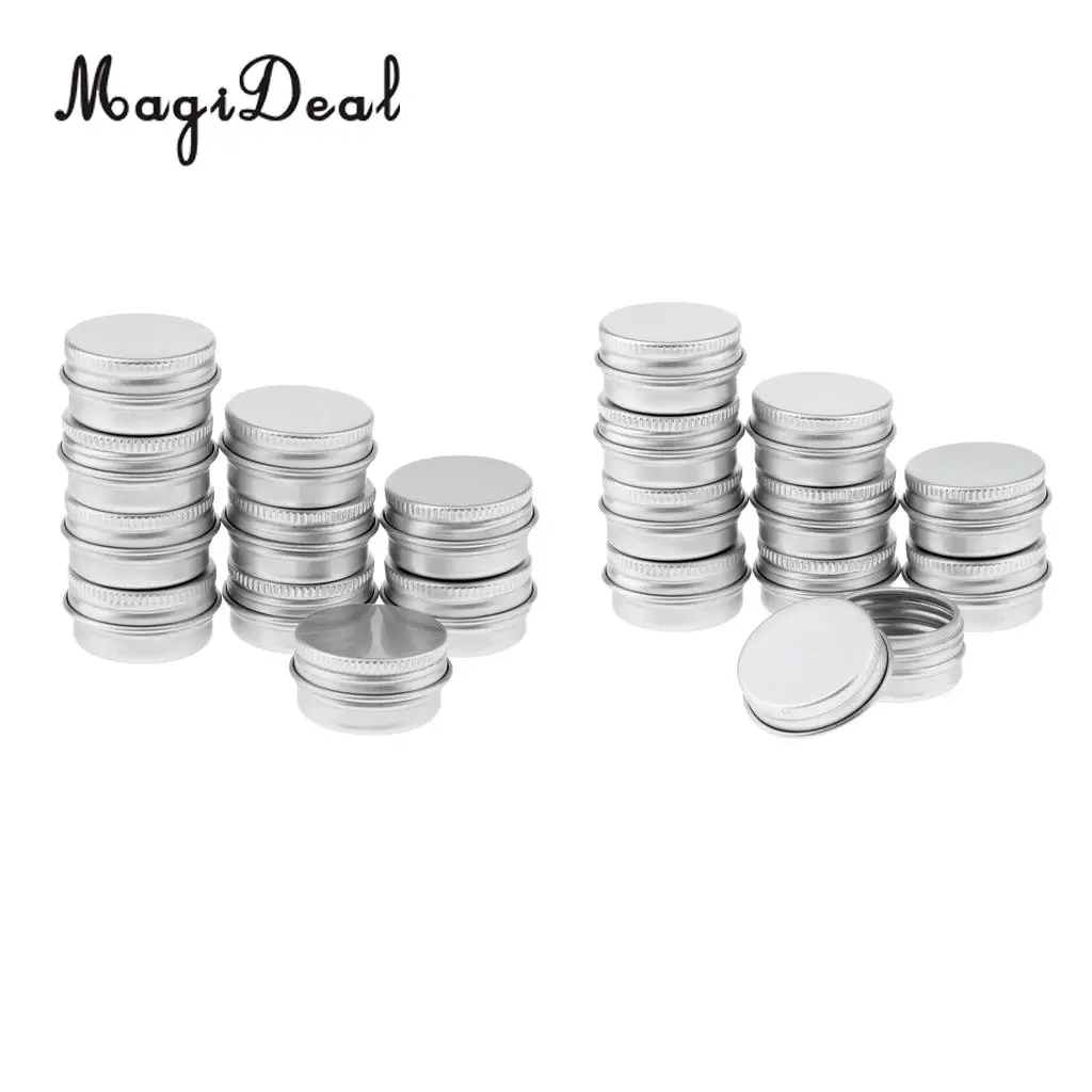 20x Empty Aluminum Tins Cans with Screw Lids Box Container Jar Round Pot 5g for Cream Salves