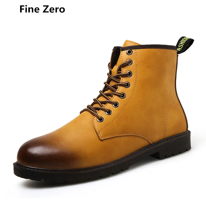 

Fine Zero New Male Autumn Winter Mix Color Martin Boots High Top Lace-Up Mens Desert Shoes Ankle Botas Military Uniform Boots