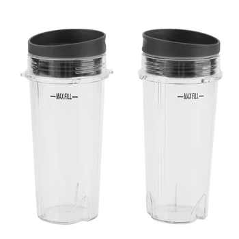 

2 Pcs Single Serve Travel 16-OZ Shaker Juicer Blender Mixer Large Cup Replacements Sports Bottle Drinking Tool