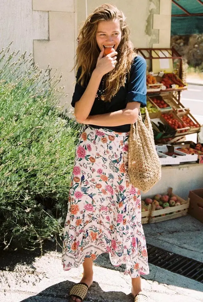 Buy BOHO Romantic asymmetrical skirt floral print