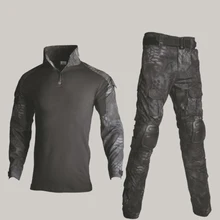 Охотничья камуфляжная одежда военная армейская снайперская Ghillie костюм тактическая мужская одежда рубашка+ брюки с налокотниками наколенники