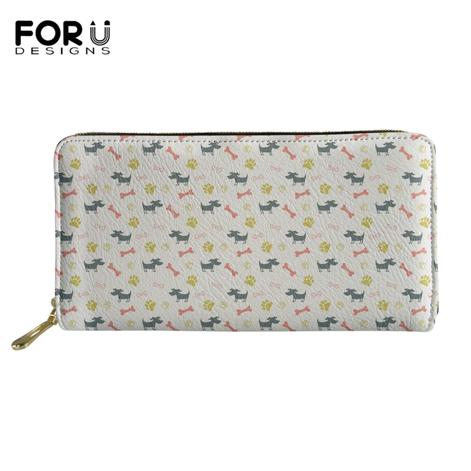 FORUDESIGNS/Длинный кошелек с рисунками животных для девочек, для женщин, кошелек для монет, держатели, милые собаки, искусственная кожа, для путешествий, для паспорта, карманы