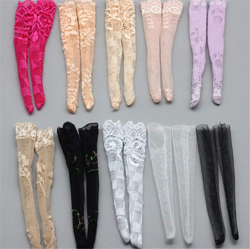 1/3pcs Colourful Lace Socks Mixed Style Long Stockings For Doll Accessories Gifts Toy Random Daily Casual Wear Clothes