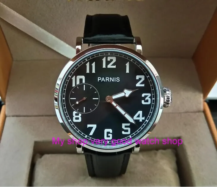 

46mm parnis Black dial Asian 6497 17 jewels Mechanical Hand Wind movement men watch luminous Mechanical watches zdgd240A