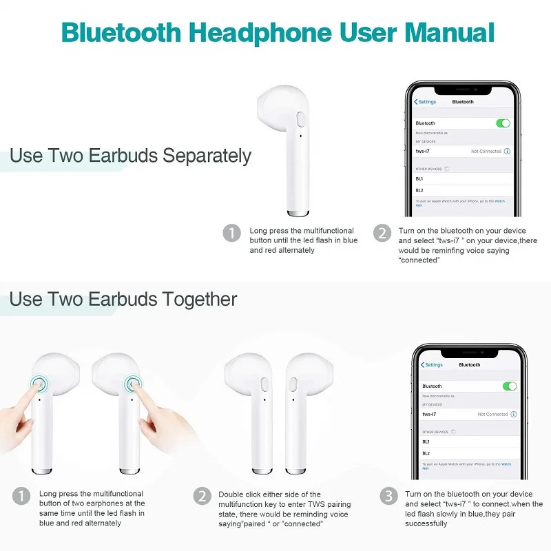 I7s TWS 5 0 беспроводные Bluetooth наушники для Texet X pad Rapid 7 1 4G TM 7879 планшетные музыкальные